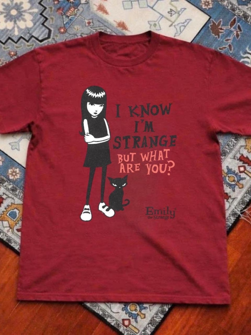 Gildan Red Graphic Tee with Emily the Strange Art